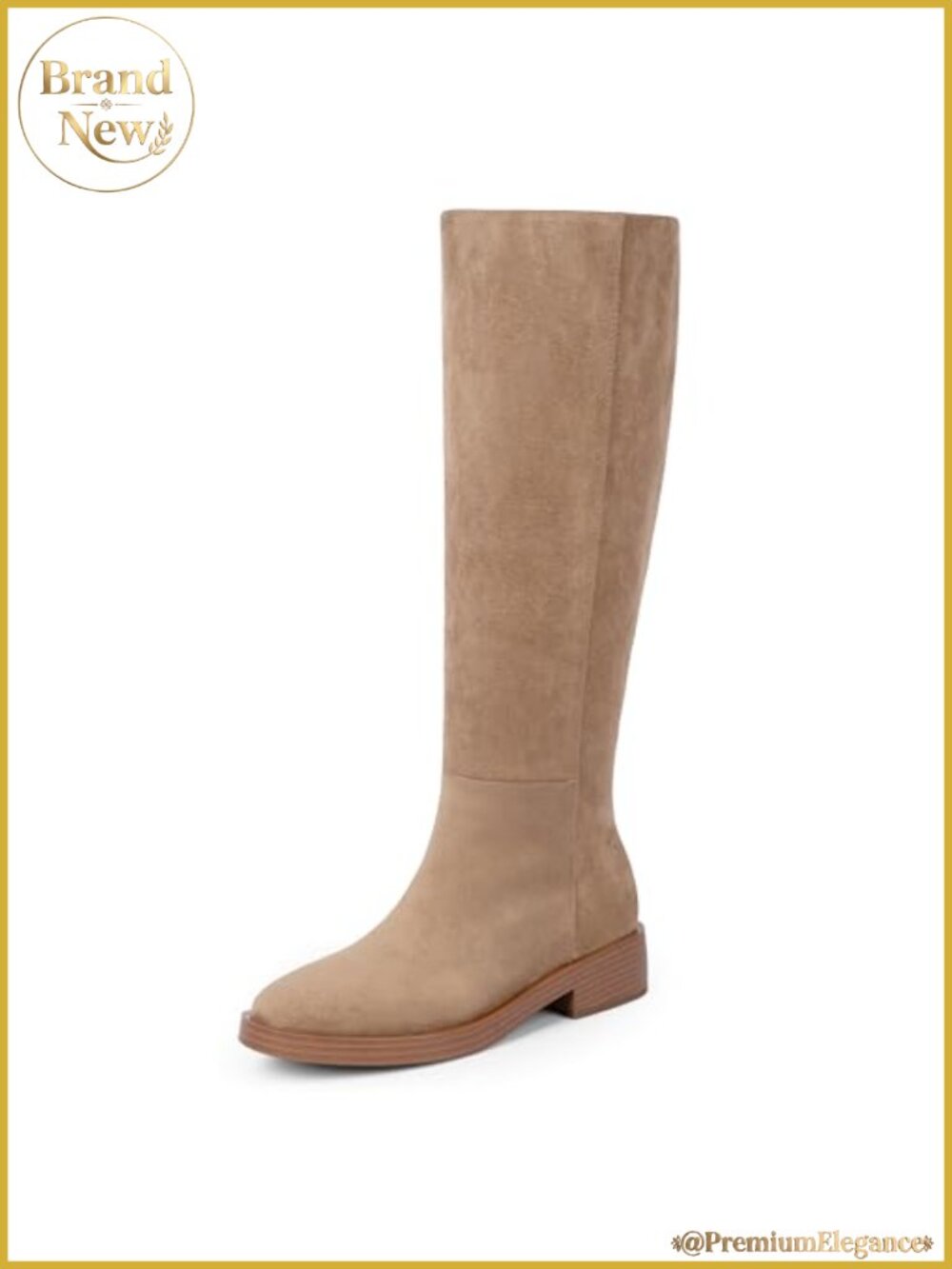 Knee High Boots Round Toe Chunky Heel Faux Suede Fall Winter Tall Boots